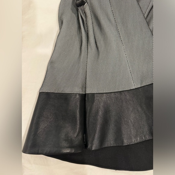 NWOT -Robert Rodriguez Black Mesh & Genuine Leather Sleeveless V-Neck Peplum Top - Picture 6 of 7